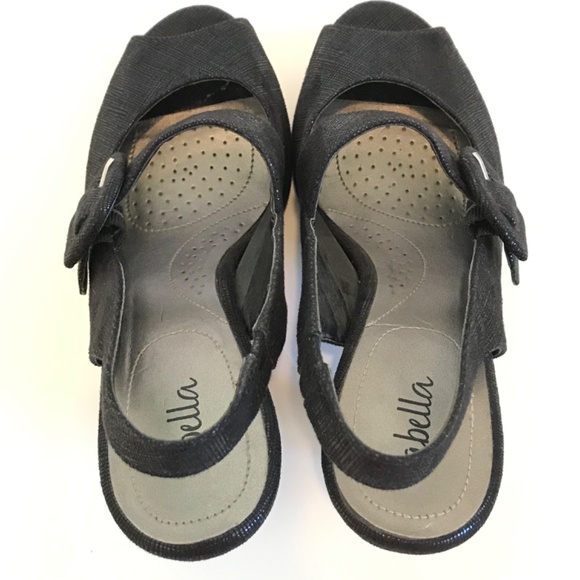 ABELLA Comfort Slingback Heels Peep Toe Dress Sandals Black Women’s Size 7 - Picture 9 of 16